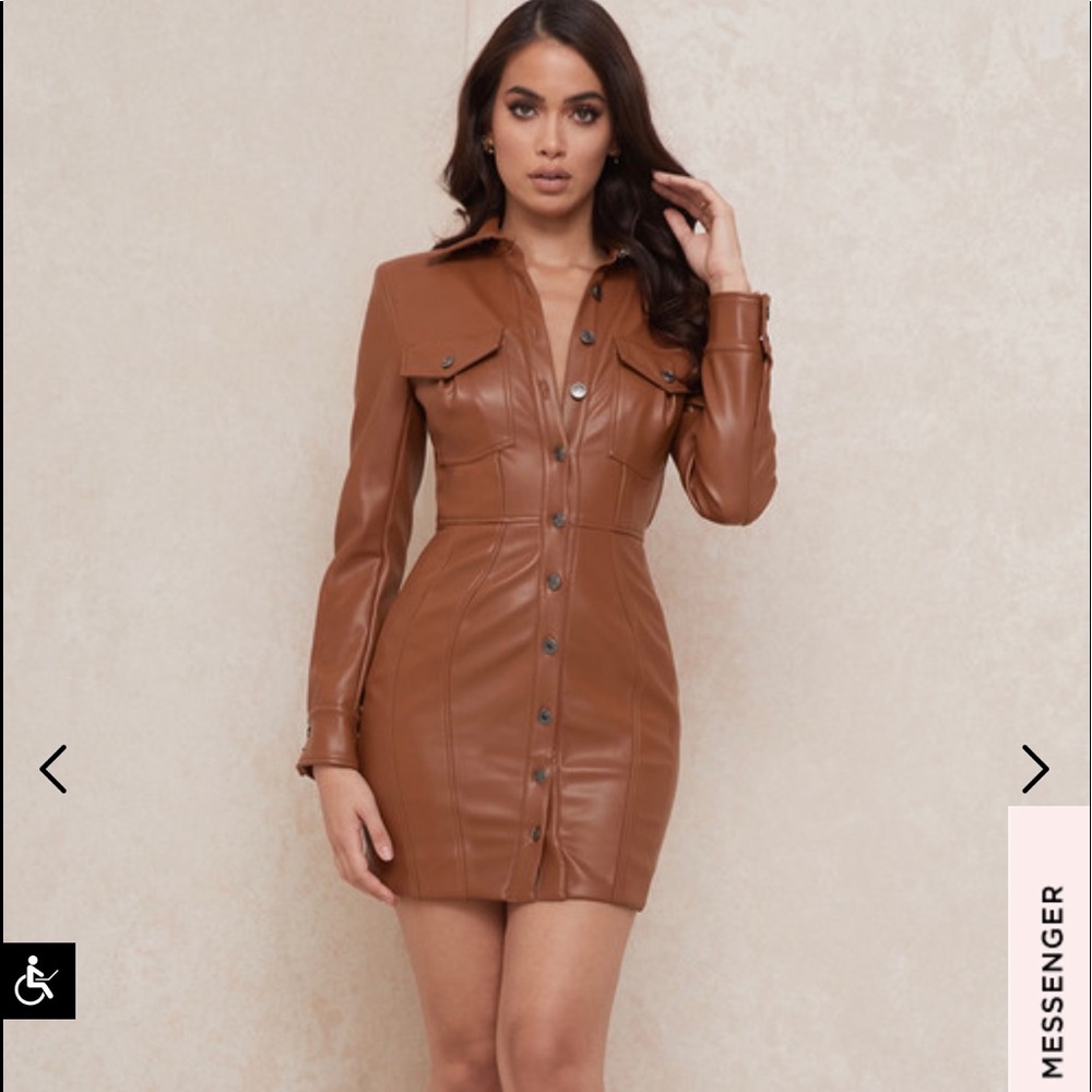 House Of CB London tan backless blazer dress